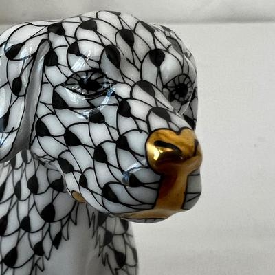 Hand Painted Herend First Edition Porcelain Seated Dog Figurine (LR-RG)