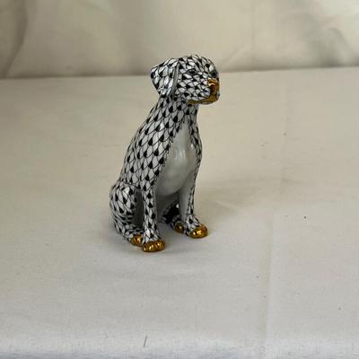 Hand Painted Herend First Edition Porcelain Seated Dog Figurine (LR-RG)