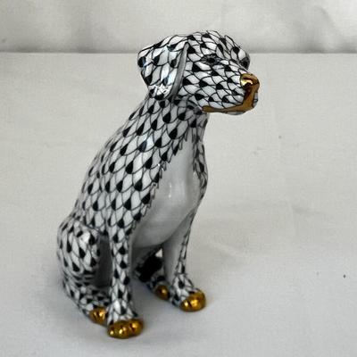 Hand Painted Herend First Edition Porcelain Seated Dog Figurine (LR-RG)