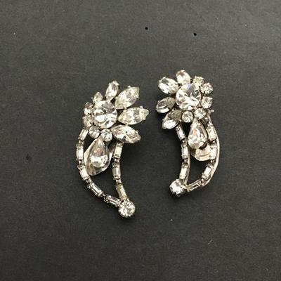 Sale Photo Thumbnail #103: Silvertone and rhinestone clip on earrings please see attached photos