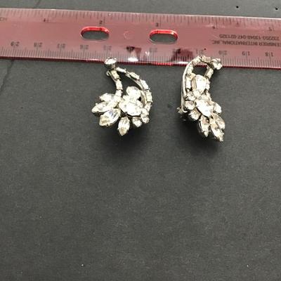 Sale Photo Thumbnail #105: Silvertone and rhinestone clip on earrings please see attached photos