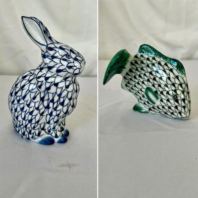 Hand Painted Porcelain Bunny & Fish Andrea By Sadek (LR-RG)