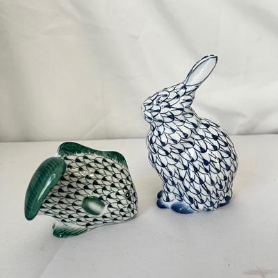 Hand Painted Porcelain Bunny & Fish Andrea By Sadek (LR-RG)