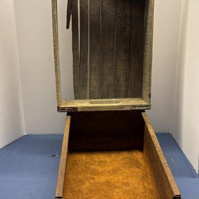 Vintage Rusty Sluice Box and Vintage 7-up Crate