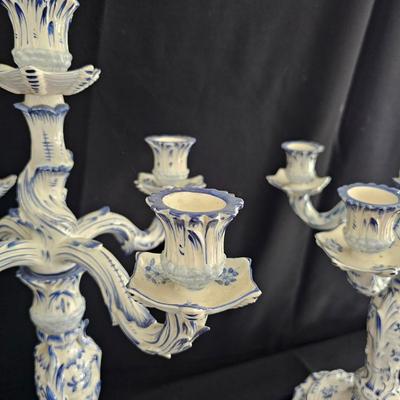 German Porcelain 'Blue Onion' Pattern Candelabras (LR-JS)