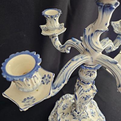German Porcelain 'Blue Onion' Pattern Candelabras (LR-JS)
