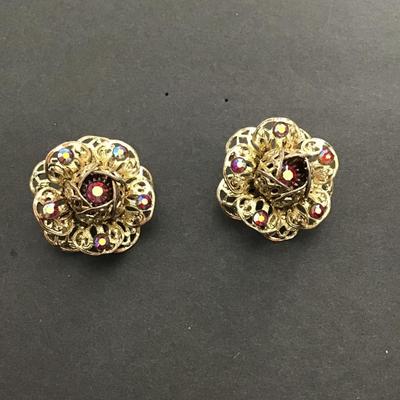 Sale Photo Thumbnail #145: Vintage Sarah Coventry clip on earrings with AB rhinestones. Please see attached photos.