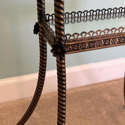 Ornate Metal & Glass Plant Stand (LR-SF)
