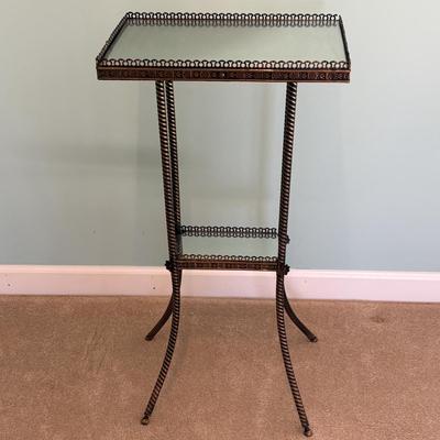 Ornate Metal & Glass Plant Stand (LR-SF)