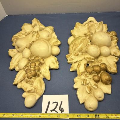 Vintage Fruit Motif Wall Plaques