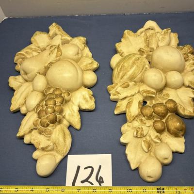 Vintage Fruit Motif Wall Plaques