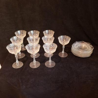 Rock Sharpe Styled Etched Champagne Glasses and Plates (KN-KD)