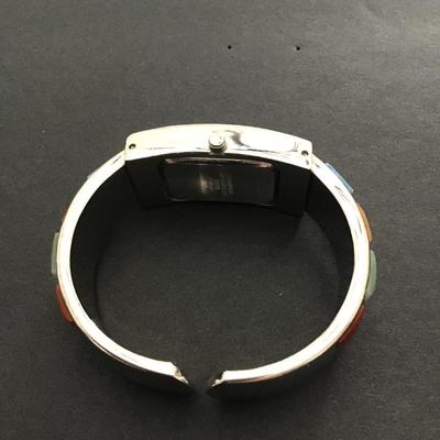 Sale Photo Thumbnail #223: Women’s silver tone, multicolor cuff, bangle, watch please see attached photos needs new battery