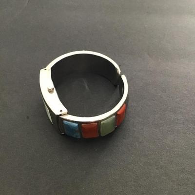 Sale Photo Thumbnail #221: Women’s silver tone, multicolor cuff, bangle, watch please see attached photos needs new battery