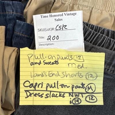 Sale Photo Thumbnail #13: Selection of women’s pull on pants, larger size sizes, including sweats, crops, new dress pants and short shorts.