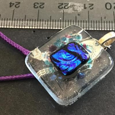 Glass Pendant With Cord Chain