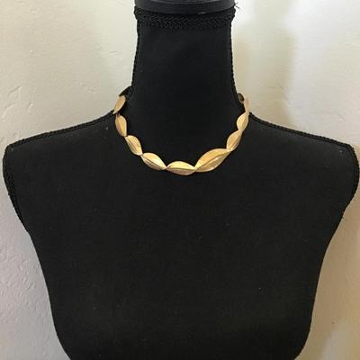 Beautiful satin, gold, toned, Chicos, leaf collar , statement, necklace