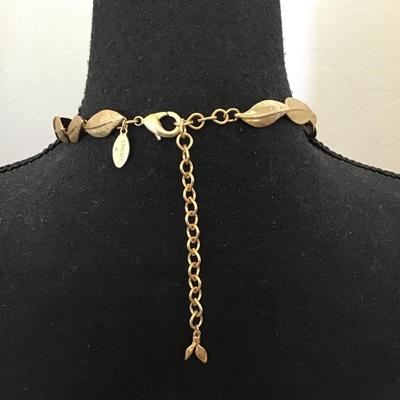 Beautiful satin, gold, toned, Chicos, leaf collar , statement, necklace