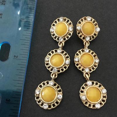 Pretty gold, toned, yellow drop dangle earrings