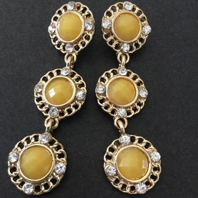 Pretty gold, toned, yellow drop dangle earrings