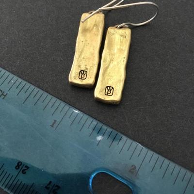 Pretty silver and gold, toned, crystal rhinestone dangle earrings