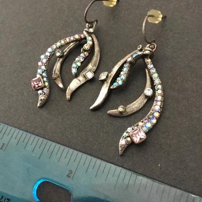 Beautiful, silver toned, crystal rhinestone statement earrings