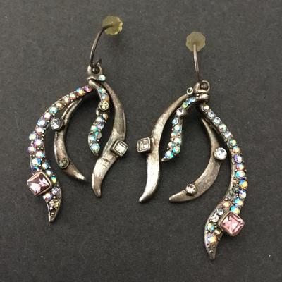 Beautiful, silver toned, crystal rhinestone statement earrings