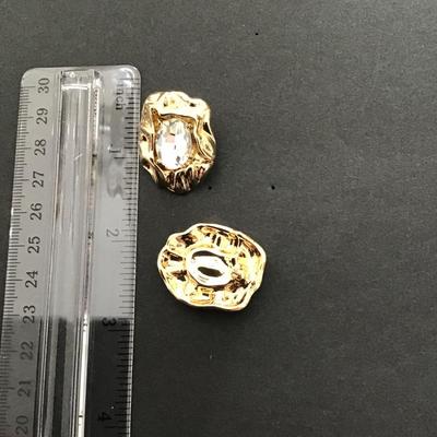 Beautiful, gold tone, chunky rhinestone earrings