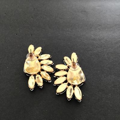 Beautiful, chunky light blue and purple rhinestone earrings