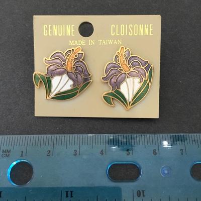 Vintage stud statement earrings cloisonné