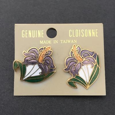 Vintage stud statement earrings cloisonné