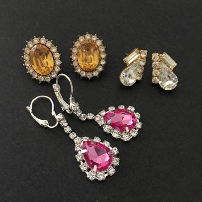 Vintage, new rhinestone statement, earrings