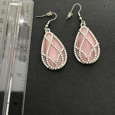Very nice pink cat eye with rhinestone earrings
