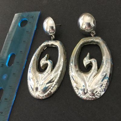 Vintage Lucite type crane statement earrings
