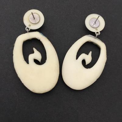 Vintage Lucite type crane statement earrings