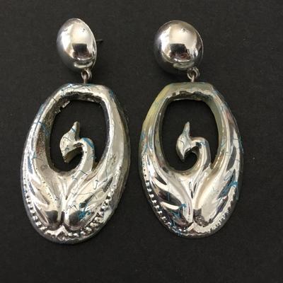 Vintage Lucite type crane statement earrings