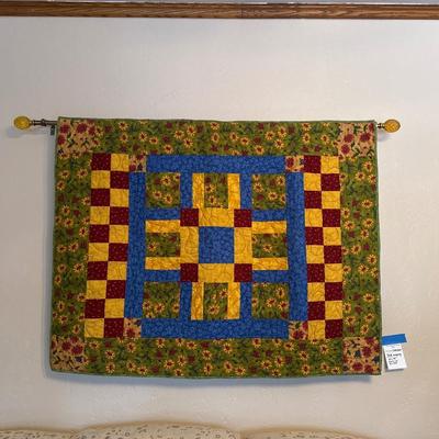 Sale Photo Thumbnail #43: Patchwork floral quilted hanging with Rod