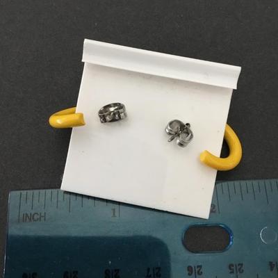 Vintage mustard, yellow enamel hoop, earrings