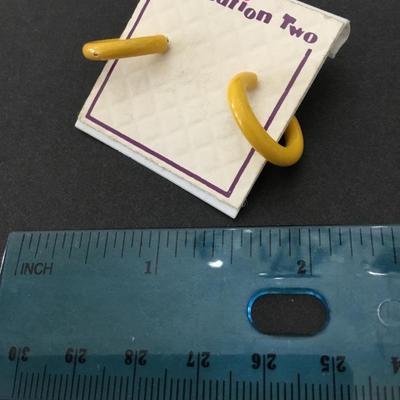 Vintage mustard, yellow enamel hoop, earrings