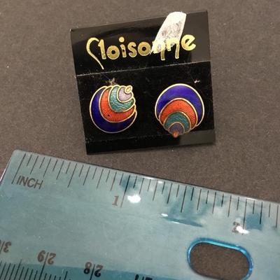 Little vintage stud earrings cloisonné genuine