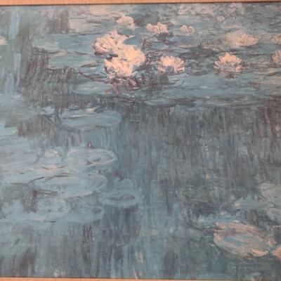 Nicely Framed Claude Monet Print 'White and Purple Water Lilies'