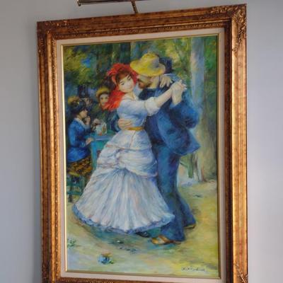 Original Oil on Canvas Framed Painting by L. Taylor with Accent Light