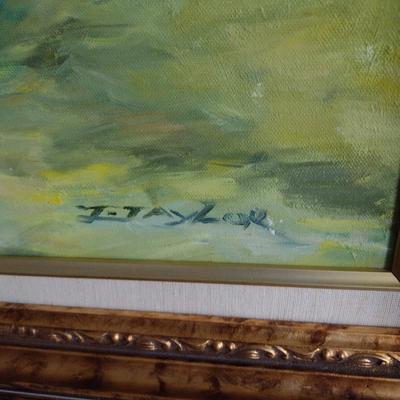 Original Oil on Canvas Framed Painting by L. Taylor with Accent Light