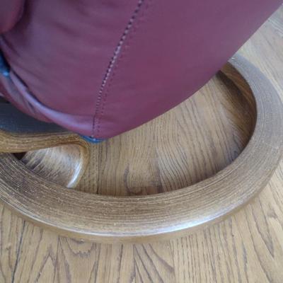 Burgandy Leather Ekornes Gravity Chair with Ottoman