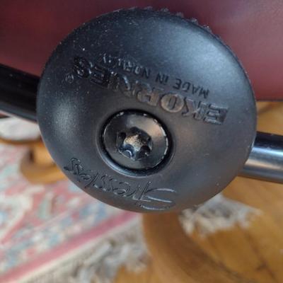 Burgandy Leather Ekornes Gravity Chair with Ottoman