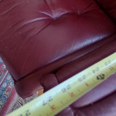 Burgandy Leather Ekornes Gravity Chair with Ottoman