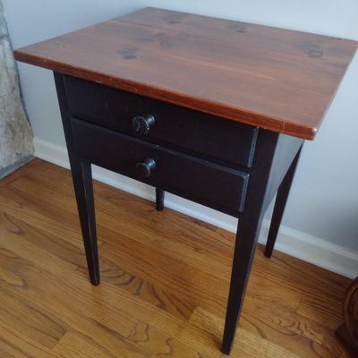 Mixed Wood Double Drawer Accent Table