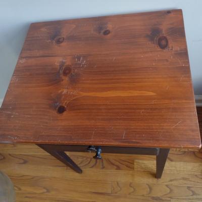 Mixed Wood Double Drawer Accent Table