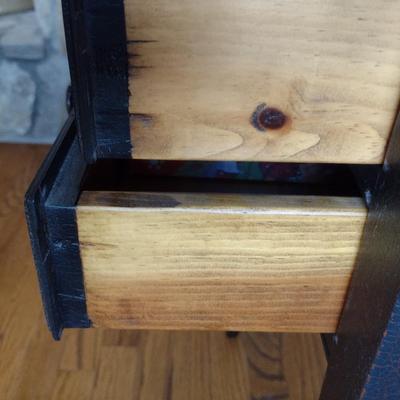 Mixed Wood Double Drawer Accent Table