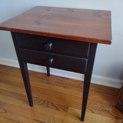 Mixed Wood Double Drawer Accent Table